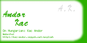 andor kac business card